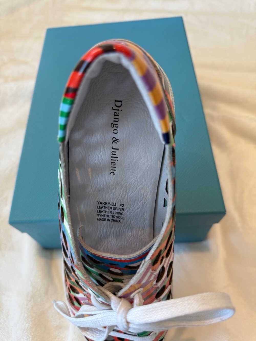 NWT Django & Juliette Yarry-DJ Leather Sneakers EU 42 Colourful Patent Lace Up - Picture 7 of 10